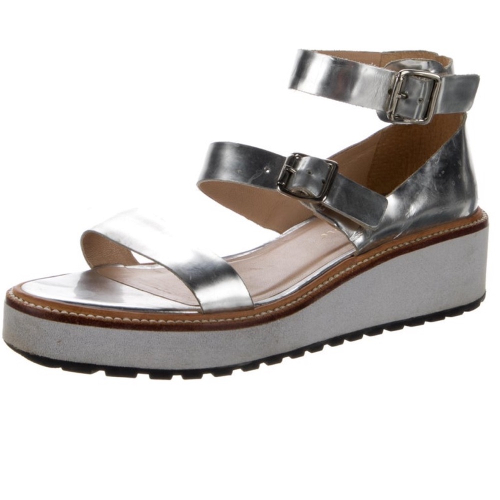 Loeffler Randall Metallic Platform Sandals Size 8